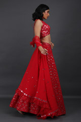 Red Georgette Cape LehengaIMG_6614