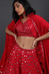 Red Georgette Cape LehengaIMG_6622