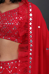 Red Georgette Cape LehengaIMG_6633