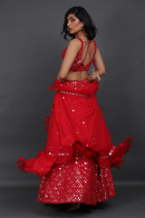 Red Georgette Cape LehengaIMG_6651
