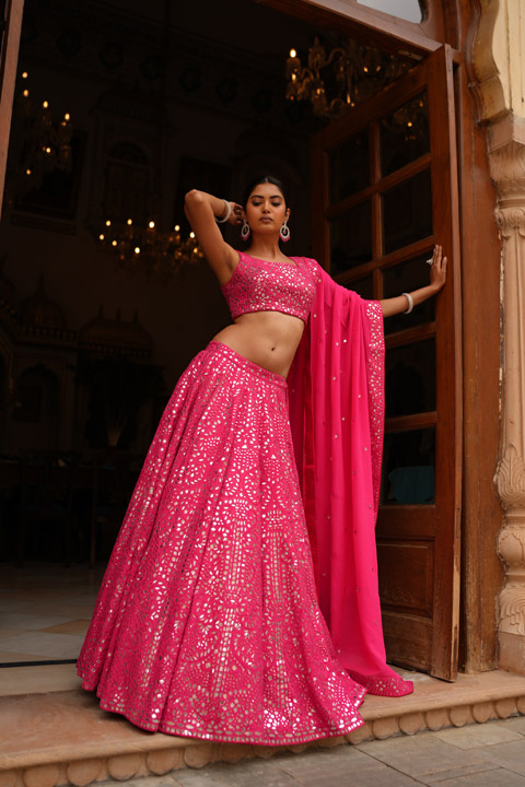 Pink Foil Gota Lehenga