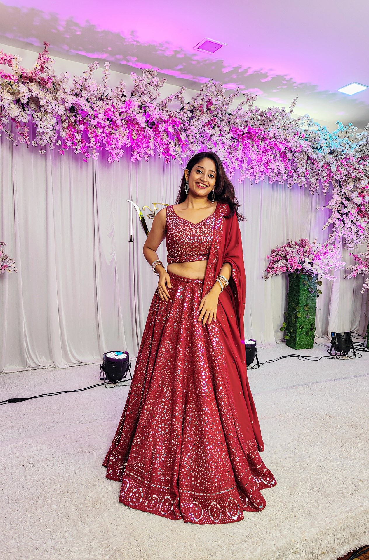 Red Foil Gota Lehenga