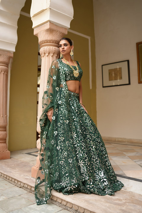 Green Foil Gota Lehenga