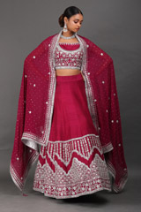 Wine Dabka And Gota LehengaIMG_0161