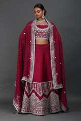 Wine Dabka And Gota Lehenga