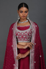 Wine Dabka And Gota LehengaIMG_0166