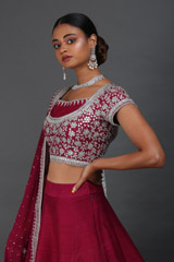 Wine Dabka And Gota LehengaIMG_0173