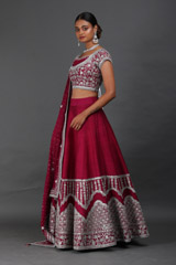 Wine Dabka And Gota LehengaIMG_0174