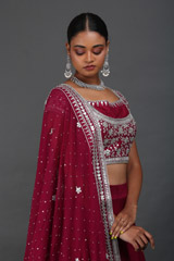 Wine Dabka And Gota LehengaIMG_0178