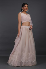 Flowy Peach Nude LehengaIMG_7077