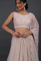 Flowy Peach Nude LehengaIMG_7086