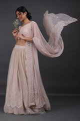 Flowy Peach Nude LehengaIMG_7100