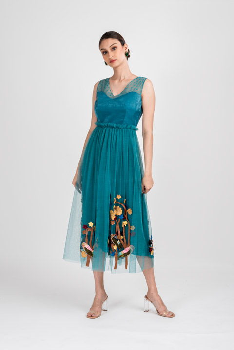 Midnight Blue Embroidered Dress