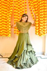 Embroidered Cape With Ruffled Lehenga1
