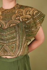 Embroidered Cape With Ruffled LehengaDSC07443