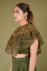 Embroidered Cape With Ruffled LehengaDSC07444