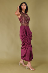 Hand Embroidered Draped Saree GownDSC07435