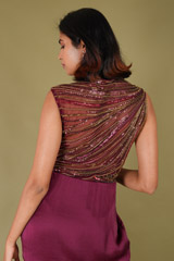 Hand Embroidered Draped Saree GownDSC07440