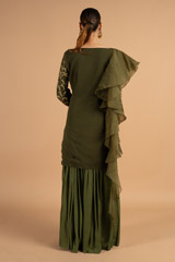 Green Embroiderd Wrinkled Sharara SetDSC01251