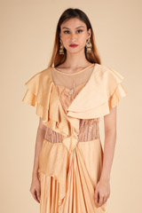 Draped Gown With Ruffled NeckDSC01816