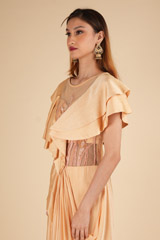 Draped Gown With Ruffled NeckDSC01817