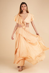 Draped Gown With Ruffled Neck