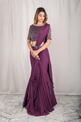 Embroidered Top With Draped Saree4508_video