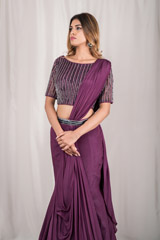 Embroidered Top With Draped Saree_DSC2904-Edit