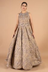 Beige  Embroidered Gown