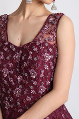 Wine Embroidered Ball GownIMG_1781