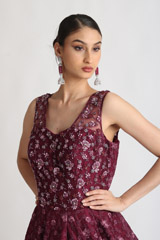 Wine Embroidered Ball GownIMG_1787
