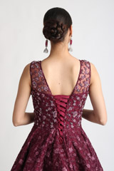 Wine Embroidered Ball GownIMG_1789