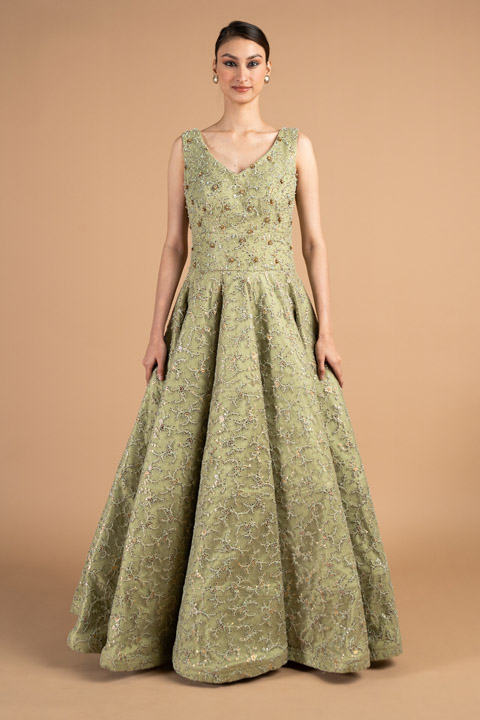 Green  Ball Gown
