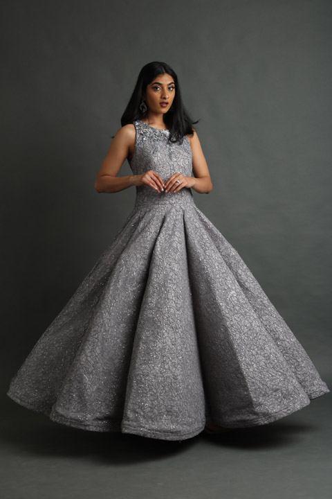 Grey Embroidered Gown