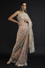 Peach Embroidered Saree_SUB1170