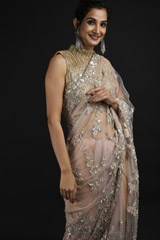 Peach Embroidered Saree_SUB1186