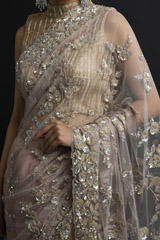 Peach Embroidered Saree_SUB1190
