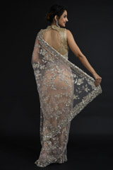 Peach Embroidered Saree_SUB1201