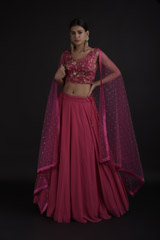 Pink Embroidered Lehenga Set