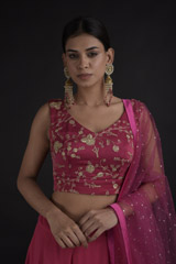 Pink Embroidered Lehenga Set_DTR9014