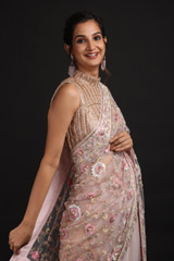 Pink Net Embroidered SareeIMG_1284