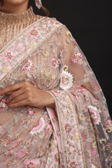 Pink Net Embroidered SareeIMG_1286