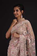 Pink Net Embroidered SareeIMG_1290