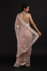 Pink Net Embroidered SareeIMG_1298