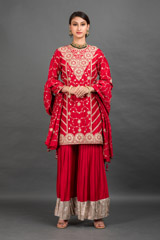 Red Embellished Sharara Set_DSC8836-Edit