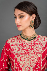 Red Embellished Sharara Set_DSC8845-Edit