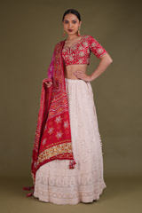 Red Chikankari Lehenga
