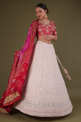 Red Chikankari LehengaDSC03378