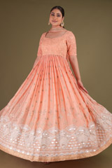 Peach Anarkali With DupattaDSC04158