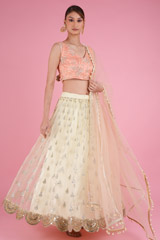 Banana Yellow Lehenga With peach   Blouse